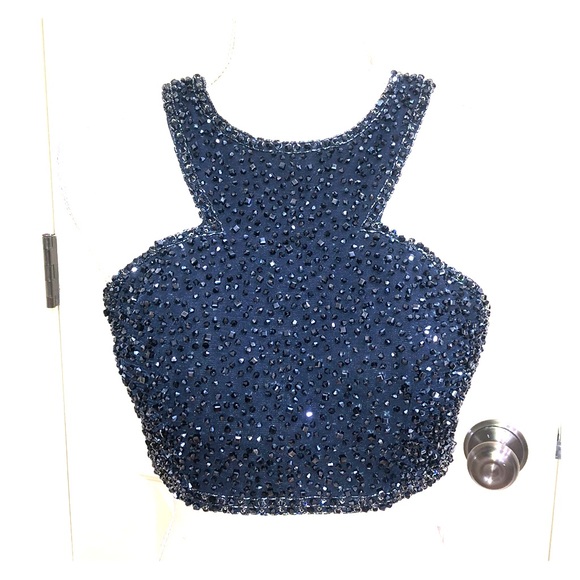 Jovani Tops - Jovani Navy Blue with Swarovski Beads.